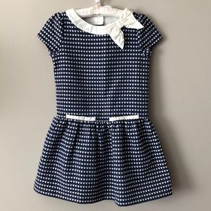 Janie and Jack Navy Dress with white hearts